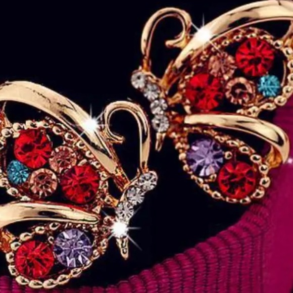 Cubic Zirconia Butterfly Earrings - Picture 3 of 3